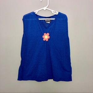 4/$25 Royal Blue Embroidered Flower Summer Tank